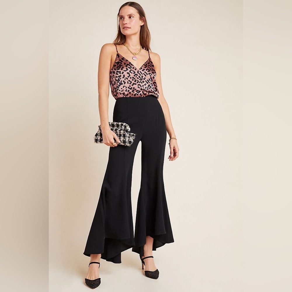 Anthropologie Zinnia Trousers Flare Pants NWOT US size 0 business casual black